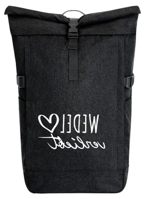 Produktbild von Kurierrucksack Wedel 30-44 Liter Schwarz Melange Fairtrade Rolltop Geschenkidee
