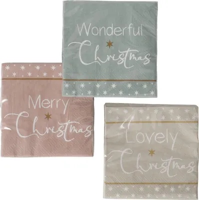 Produktbild von 3 x 20 Servietten Weihnachten Weihnachtsservietten 'Wonderful Christmas' - 33 x 33 cm