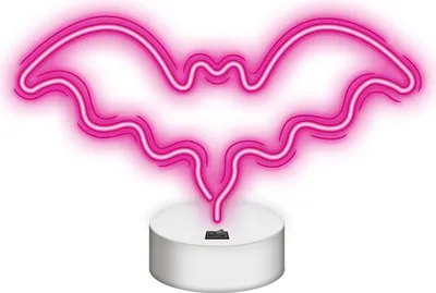 Image de Néon LED signe lumière batterie / USB LED lumière Accueil veilleuse chauve-souris-rose