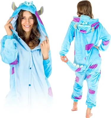 Immagine prodotto di Tuta Onesie per donne e uomini - Morbido Pigiama Unisex - Caldo Pigiama - Costume di Carnevale - Costume di Carnevale - Taglia 178-188 cm (XL) - Blue Monster2