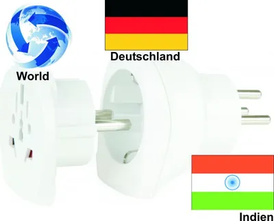 Produktbild von Reiseadapter Urlaub Reise Stecker Welt auf Indien + Deutschland - Kombi Adapt...
