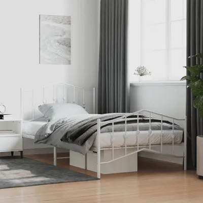 Produktbild von Cloris Designermöbel Bettgestell mit Kopf- und Fußteil Metall Weiß 100x200 cm 2024 Neu