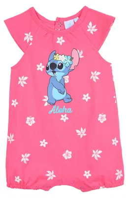 Immagine prodotto di Maglietta e pantaloncini Disney Stitch per bambine, design "Aloha", pigiama a due pezzi