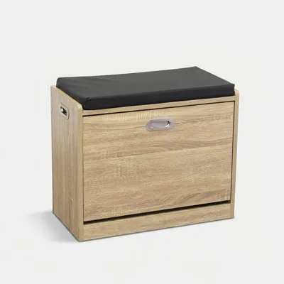 Produktbild von Platzsparender Schuhschrank mit Holzsitzbank Jacklyn - Natur