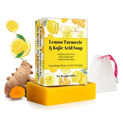 Produktbild von Kurkuma Turmeric Seife Kojisäure-Seife Zitronen Seifenstück Gesichtsseife Hautaufhellend, 1x 100g