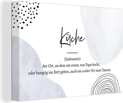 Produktbild von OneMillionCanvasses® - Leinwandbilder - 140x90 cm, Sprichwörter - Küche - Wörterbuch - Zitate - Definition Küche, Wandbilder Kunstdruck Wanddekoration - Foto auf Leinwand - Gemälde