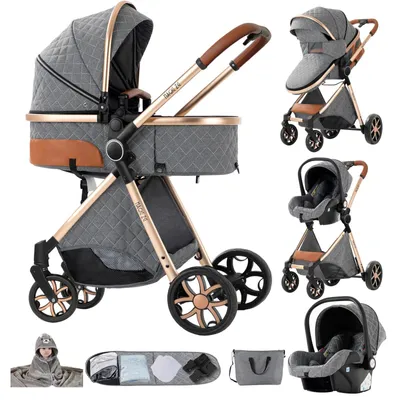 Immagine prodotto di Passeggino per bambini, pieghevole, sistema da viaggio multifunzionale, colore grigio (YV9)