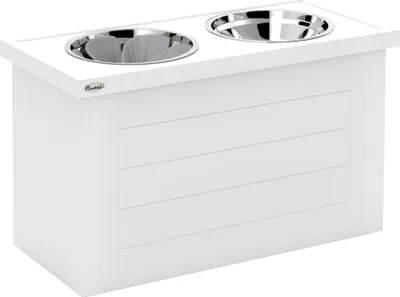 Produktbild von Höhenverstellbarer 2-in-1 Hundenapf mit Edelstahlnäpfen - 2x2L Weiß