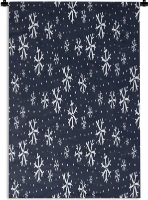 Produktbild von MuchoWow® Wandteppich Wandbehang Winter - Schneeflocke - Muster 120x180 cm Tapisserie Dekoration Wandtuch - Schlafzimmer - Dekorationen für das Haus