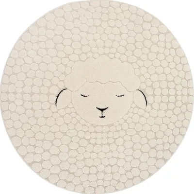 Produktbild von Teppich Kinderzimmer Babyzimmer Junge Mädchen Design Schaf Creme Rund