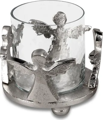 Produktbild von Deko Windlicht Wili Engel 7x10cm Metall+Glas Kerzenhalter Leuchter formano