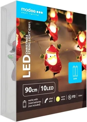 Produktbild von Weihnachtslichterkette mit Weihnachtsmännern - 1,2 Meter - 10 LEDs - Batteriebetrieben