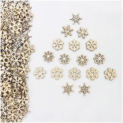 200 Hölzerne Schneeflocken, 2,3 cm, Bastel-Deko