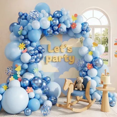 Produktbild von Luftballon Girlande Blau Weiss Macaron Konfetti 99 Stück für Party Deko
