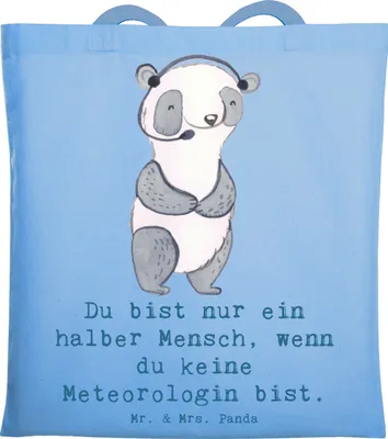 Produktbild von Mr. & Mrs. Panda Tote Bag Meteorologin Herz - Sky Blue - Geschenk, Tasche, Schultasche, Einkaufstasche, Shopping, Laptoptasche