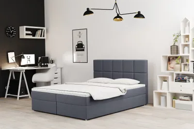 Produktbild von Boxspringbett Schlafzimmerbett FRASCO 160x200cm in Stoff Jasmine Dunkelgrau