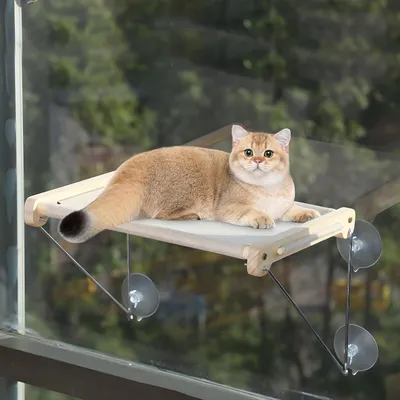 Produktbild von Famanu Katzenbett Fenster - katzenfreundliche Hängematte - ideal zum Schlafen und Spielen