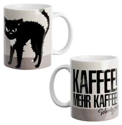 Kaffeebecher mit Katzenmotiv, Keramik, 320 ml