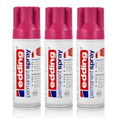 Produktbild von 3x edding Permanent Spray telemagenta 200 ml Premium Acryllack, RAL 4010