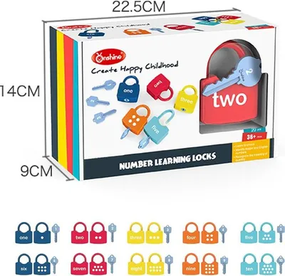 Produktbild von Kinder lernen Schlösser mit Schlüsseln Buchstabennummern passend Zählen Spielzeug Vorschulspiele Bildungsnummer