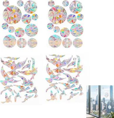 Produktbild von 50 Stück runde Fensteraufkleber aus PVC, Anti-Kollisions Regenbogen Fensterfolie für Dekoration