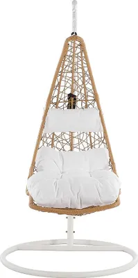 Produktbild von Hängesessel - Polyrattan - Helles Naturbraun mit weißen Kissen - LUVA von MYLIA