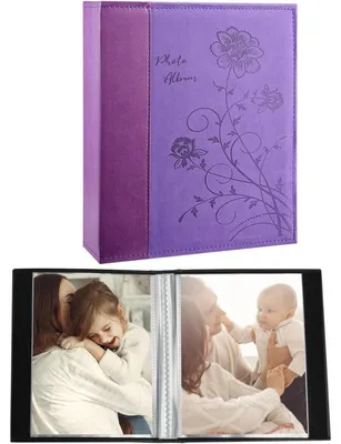 Productafbeelding van Fotoalbum 10x15 cm, set van 2, paars, lederlook, 50 foto's per album
