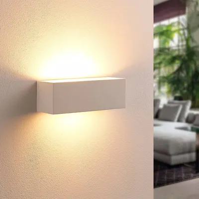 Produktbild von Lindby Modern Moderne Wandleuchte weiß inkl. G9 - Tjada / Innenbeleuchtung / Wohnzimmerlampe / Schlafzimmer / Küche Gips Rechteckig LED geeignet G9 Max. 1 x 3.5 Watt