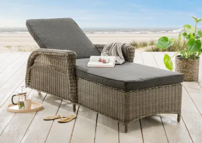 Produktbild von Destiny Gartenliege CASA 202x83x58 cm inkl. Auflage, Polyrattan, vintage grau