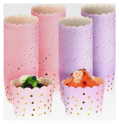 Produktbild von 100 Stück Muffinförmchen aus Papier für kleine Cupcakes, Muffin Papierförmchen, Mini Muffins Papierförmchen, Cupcake Formen für Hochzeiten, Geburtstagsfeiern, Candybars