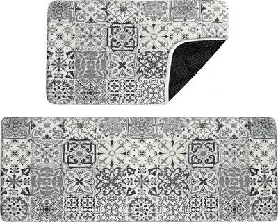 Produktbild von HOMELUX Teppich Läufer Flur Küchenläufer In-& Outdoor Waschbar Rutschfest Läuferset 2 Teilig Vintage Küchenteppich Kurzflor 50×160 cm+50×80 cm