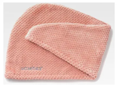 Produktbild von Mikrofaser Haarhandtuch/Haarturban mit praktischem Fixierknopf – 2er Set Pink/Rosa – für schnelles Haartrocknen – sanft, leicht und saugfähig – geeignet für alle Haartypen