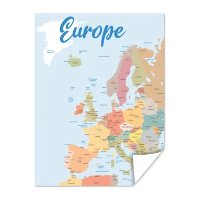 Obrázok produktu pre MuchoWow® Plagát - Mapy - Európa - farebné - 120x160