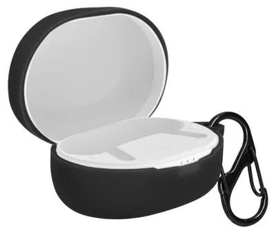 Produktbild von kwmobile Schutzhülle für Anker Soundcore Life P2 mini Hülle - TPU Silikon Case für Kopfhörer Ladecase - stoßfestes Cover mit Karabiner - Schwarz