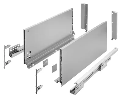 Produktbild von GTV AXIS PRO Schubladensystem, 18 mm Platte, H=200 mm, L=450 mm, mit Soft-Close, Vollauszug, grau – Ladung [kg]: 40; Abdeckung: Lack | Högert Technik