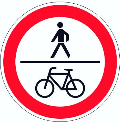 Produktbild von Für Fußgänger und Radfahrer verboten Symbol Aufkleber Kreis Ø400mm