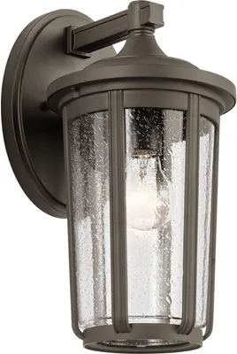 Produktbild von Wandleuchte außen Aluminium Glas 37,1 cm hoch IP44 in Bronze Antik E27 Vintage Design Außenwandleuchte