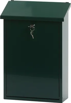 Produktbild von Wandbriefkasten Toledon mit Schrägdach & Zylinderschloß | HxBxT 40x27x12cm | Einwurföffnung 25x4cm | Grün