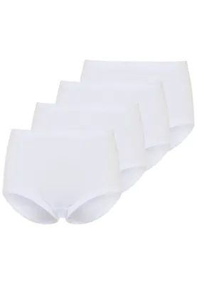 Produktbild von SCHIESSER Damen Taillen-Slip 4er Pack - Slip, Basic, Feinripp, unifarbig Weiß 2XL