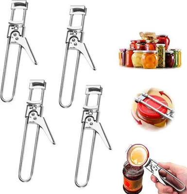 Produktbild von Famanu Deckelöffner 2 Stück - Edelstahl, verstellbar, rutschfest, für Senioren