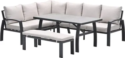 Produktbild von Garden Impressions Garten Lounge-Ess-Eckset links, 4-teilig, bis zu 7 Personen, Keramikglas, leichtes pulverbeschichtetes Aluminiumgestell, Carbon Black, Desert Sand, Slate Grey