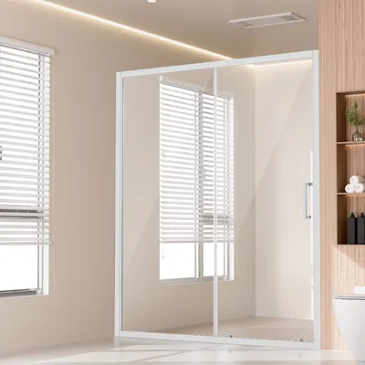 Obrázok produktu pre Sprchový kút VEVOR, polorámové posuvné sprchové dvere, 1459-1499 x 1778 mm, sklenené posuvné dvere zo 6 mm číreho tvrdeného skla