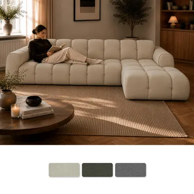 Image de MIUFORM Picco, canapé d'angle 7 places, angle à droite, couleur beige, Image générée par une IA