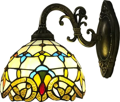Produktbild von Wandleuchte, Vintage Tiffany Stil, Buntglasschirm, andere, Gelb, 6-10W