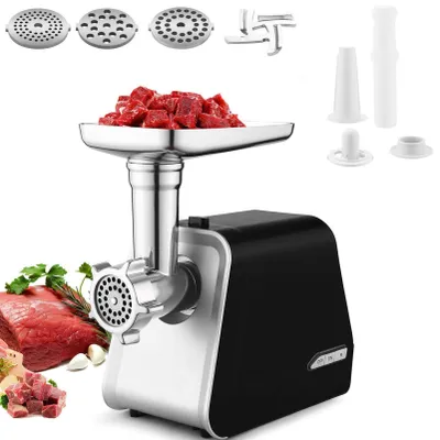 Produktbild von Edelstahl-Fleischwolf Elektrische Fleischwolf Wurstfüller mit 3 Schleifplatten,