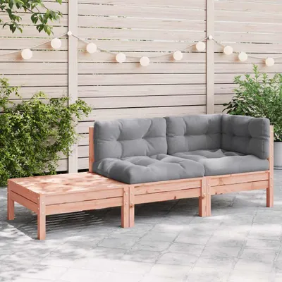 Produktbild von vidaXL Gartensofa mit Kissen und Fußhocker Massivholz Douglasie