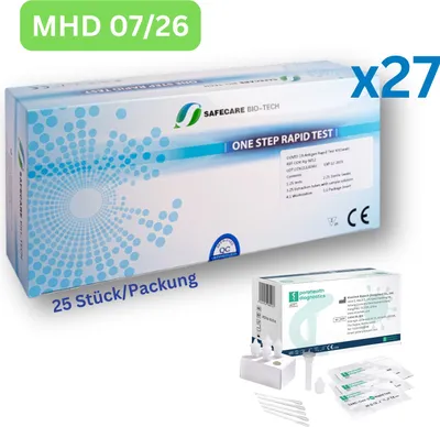Zdjęcie produktu dla Zestaw szybkich testów SAFECARE One Step na antygen COVID-19 (3w1)| samokontrola laika 1000 sztuk BBD 07/26 | 40 x 25 opakowań | ID: 2099 | BEZPŁATNE testy parahealth (5 sztuk, BBD 12/25)
