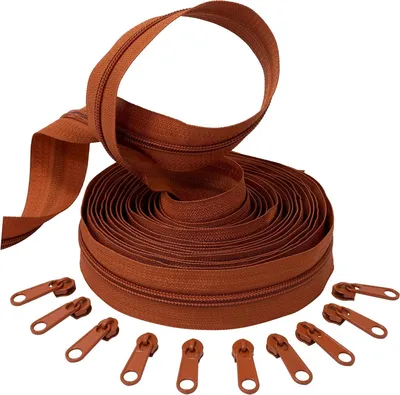 Productafbeelding van Spiraalritssluiting Set - Rits op Maat - Kleding Maken - Nylon en Metaal - 5 Meter - Kaneel
