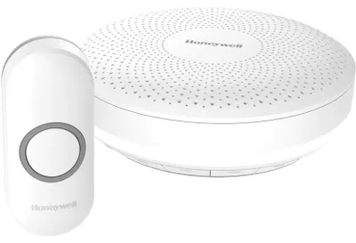 Zdjęcie produktu dla Bezprzewodowy dzwonek do drzwi Honeywell Home DCR313N, 150 m, 6 melodii, biały, designerski przycisk