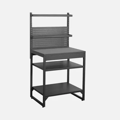 Produktbild von sweeek - Außenküche aus Stahl mit 2 Regalen, 2 Ablagen und Wandplatte B 80 cm - Schwarz